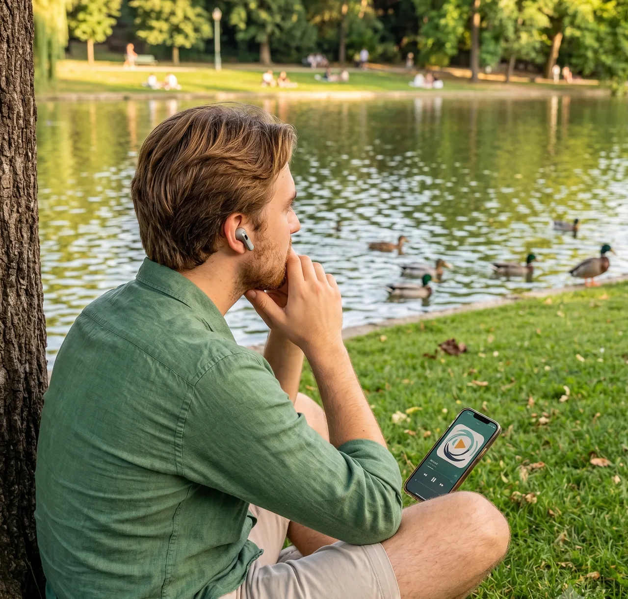 Student listening to a medical science podcast on the go